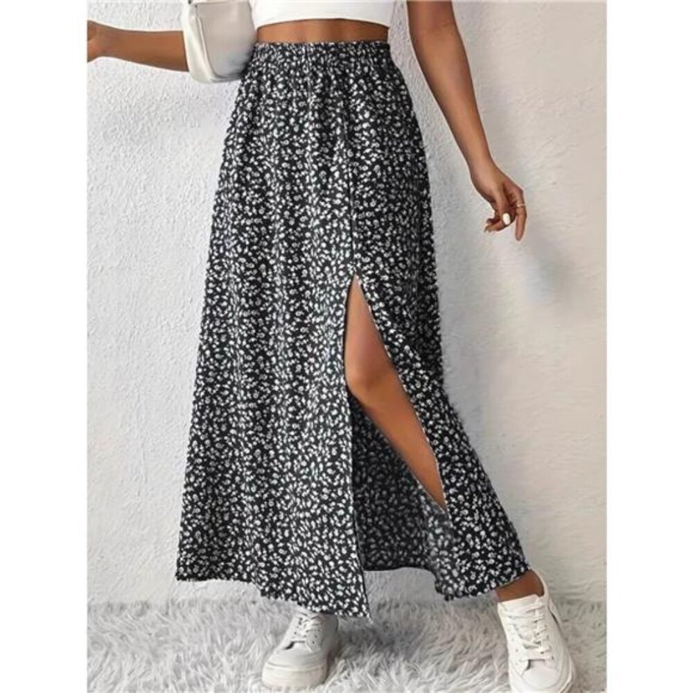 Slit Printed Skirt